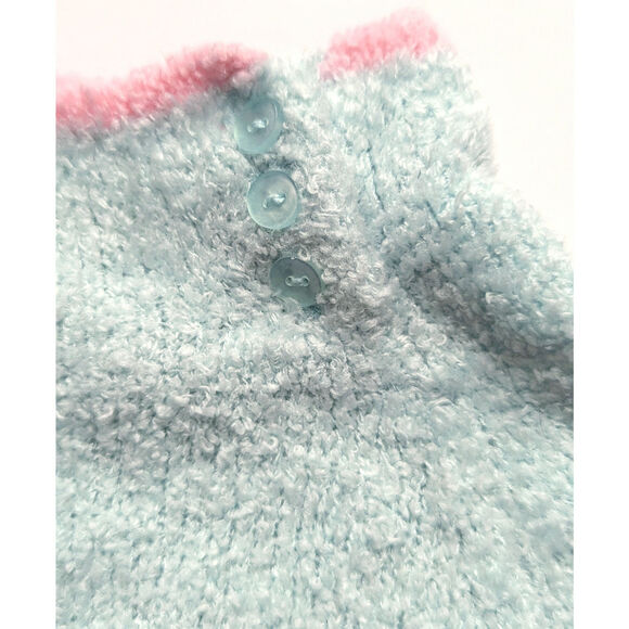 Hartstrings Vintage 1990s Light Blue Chenille Pink Heart Sweater | Baby Size 24M - Picture 4 of 9